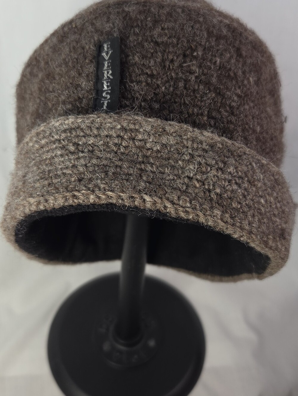 Everest Designs Cap Brown Gray Wool Fair Isle Fleece Lined Roll Beanie Hat Nepal